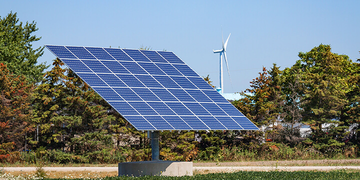 Solar panel and wind turbine